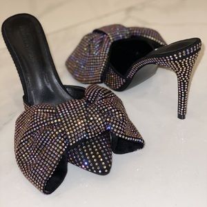 ICCONIC rhinestone heeled mules by PNKELEPHANT.